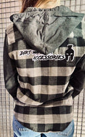 Men's Flannel Hoodie-Loose Fit-Plaid-Long Sleeve with DWA PATCH